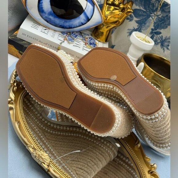 🆕 GIANNI BINI 🧿 NWOB Savanna Pearl Ornamented Platform Wedge Sandals, Sz 8 - Picture 13 of 14